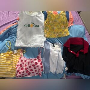 Zumiez Pink Strawberry Print Bib black and red polo 6 tops women’s